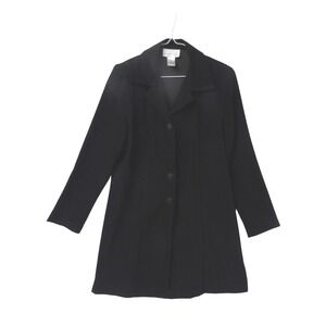 Classic Black Button Front Blazer Jacket Womens S Petite Elegant Business Casual
